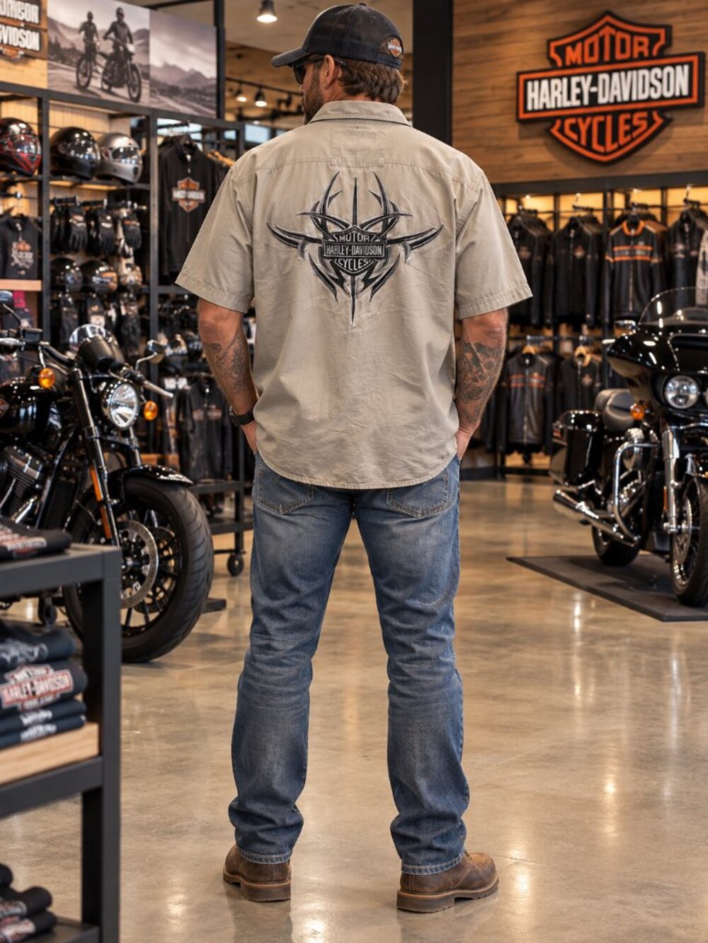 Harley-Davidson short sleeve shirt-(XL)